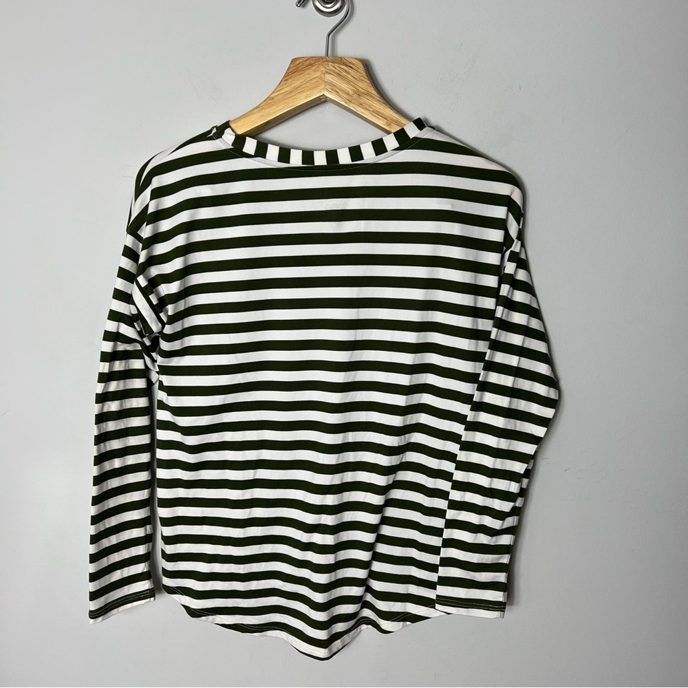 Albion Striped Long Sleeve Tee Shirt Soft Green White XS 890 - Picture 5 of 6